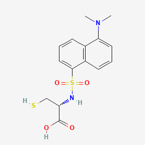 molecular formula C15H18N2O4S2 B14657606 N-(5-dimethylaminonaphthalene-1-sulfonyl)-cysteine CAS No. 52717-48-3