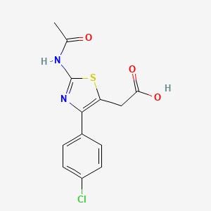 molecular formula C13H11ClN2O3S B14657765 Thiazole-5-acetic acid, 2-acetamido-4-(p-chlorophenyl)- CAS No. 49779-96-6