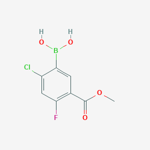 molecular formula C8H7BClFO4 B1465782 2-CHLORO-4-FLUORO-5-(METHOXYCARBONYL)PHENYLBORONIC ACID CAS No. 957066-03-4