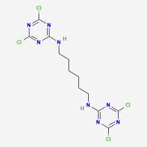 molecular formula C12H14Cl4N8 B14657879 N~1~,N~6~-Bis(4,6-dichloro-1,3,5-triazin-2-yl)hexane-1,6-diamine CAS No. 49812-79-5
