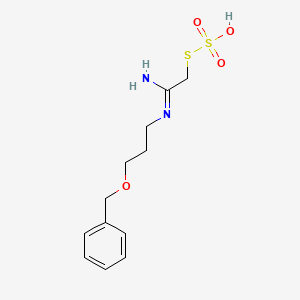 molecular formula C12H18N2O4S2 B14657936 Methanethiol, N-(3-benzyloxypropyl)amidino-, hydrogen sulfate (ester) CAS No. 40283-92-9