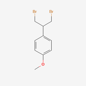 molecular formula C10H12Br2O B14658019 Benzene, 1-[2-bromo-1-(bromomethyl)ethyl]-4-methoxy- CAS No. 37983-33-8