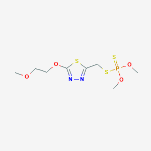 molecular formula C8H15N2O4PS3 B14658031 Phosphorodithioic acid, O,O-dimethyl S-((5-(2-methoxyethoxy)-1,3,4-thiadiazol-2-yl)methyl) ester CAS No. 38090-89-0