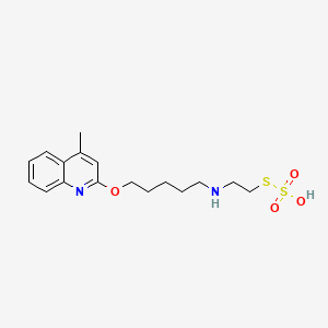molecular formula C17H24N2O4S2 B14658181 Thiosulfuric acid, S-(2-((5-(4-methyl-2-quinolyloxy)pentyl)amino)ethyl) ester CAS No. 41287-37-0