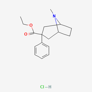 molecular formula C17H24ClNO2 B14658200 exo-8-Methyl-3-phenyl-8-azabicyclo(3.2.1)octane-3-carboxylic acid ethyl ester hydrochloride CAS No. 52123-58-7