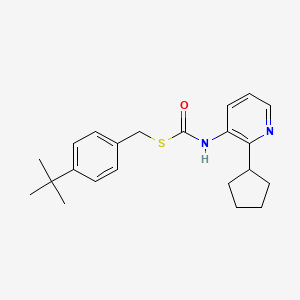 molecular formula C22H28N2OS B14658252 Carbonimidothioic acid, 3-pyridinyl-, O-cyclopentyl S-((4-(1,1-dimethylethyl)phenyl)methyl) ester CAS No. 42754-15-4