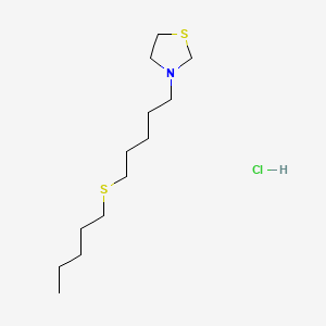 molecular formula C13H28ClNS2 B14658266 Thiazolidine, 3-(5-(pentylthio)pentyl)-, hydrochloride CAS No. 40771-38-8