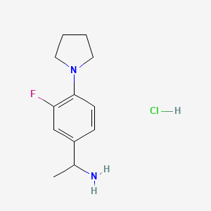 molecular formula C12H18ClFN2 B1465848 [1-(3-Fluoro-4-pyrrolidin-1-ylphenyl)ethyl]aminehydrochloride CAS No. 1332530-09-2