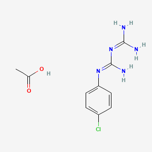 molecular formula C10H14ClN5O2 B14658512 Acetic acid;2-(4-chlorophenyl)-1-(diaminomethylidene)guanidine CAS No. 41610-49-5