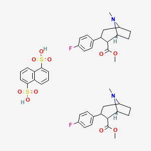 molecular formula C42H48F2N2O10S2 B14658696 methyl (1R)-3-(4-fluorophenyl)-8-methyl-8-azabicyclo[3.2.1]octane-2-carboxylate;naphthalene-1,5-disulfonic acid CAS No. 43021-25-6