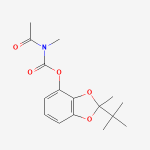 molecular formula C16H21NO5 B14658742 1,3-Benzodioxol-4-ol, 2-tert-butyl-2-methyl-, acetylmethylcarbamate CAS No. 40374-15-0