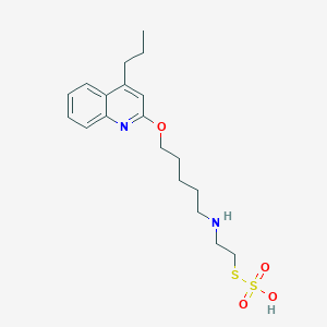 molecular formula C19H28N2O4S2 B14658769 S-2-((5-(4-Propyl-2-quinolyloxy)pentyl)amino)ethyl hydrogen thiosulfate CAS No. 41287-42-7