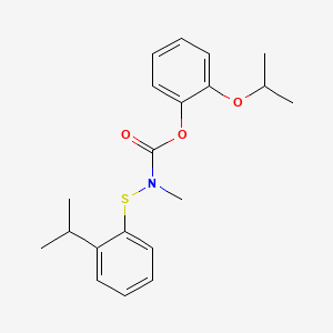 molecular formula C20H25NO3S B14659134 Carbamic acid, methyl((2-(1-methylethyl)phenyl)thio)-, 2-(1-methylethoxy)phenyl ester CAS No. 50539-87-2