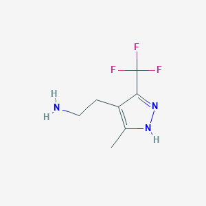 molecular formula C7H10F3N3 B1465922 2-(5-methyl-3-(trifluoromethyl)-1H-pyrazol-4-yl)ethan-1-amine CAS No. 1346270-19-6