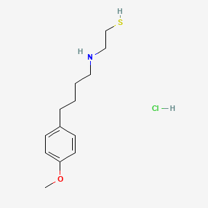 molecular formula C13H22ClNOS B14659270 Ethanethiol, 2-(4-(p-methoxyphenyl)butyl)amino-, hydrochloride CAS No. 38914-81-7