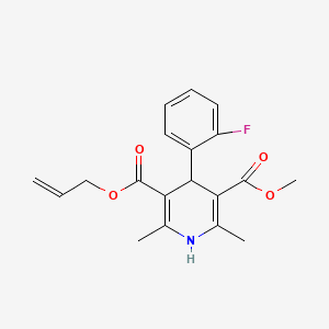 molecular formula C19H20FNO4 B14659519 Methyl 2-propenyl 2,6-dimethyl-4-(2-fluorophenyl)-1,4-dihydro-3,5-pyridinedicarboxylate CAS No. 39562-67-9