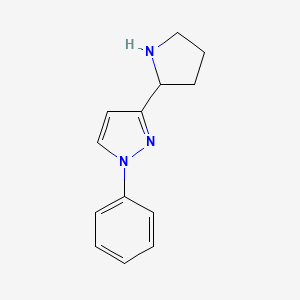 molecular formula C13H15N3 B1465965 1-Phenyl-3-[(2R)pyrrolidinyl]-1H-pyrazole CAS No. 217805-63-5