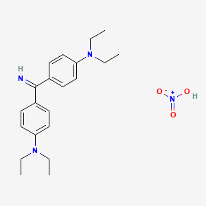 molecular formula C21H29N3.HNO3<br>C21H30N4O3 B14659655 Ethyl auramine nitrate CAS No. 43130-12-7