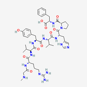 molecular formula C48H69N13O10 B14659658 Angiotensin II, sar(1)-val(5)- CAS No. 51274-62-5
