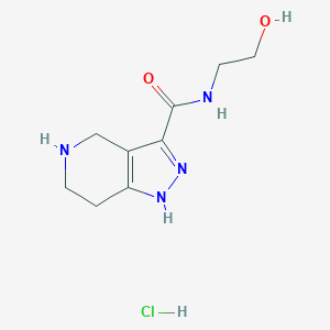 molecular formula C9H15ClN4O2 B1465969 N-(2-Hydroxyethyl)-4,5,6,7-tetrahydro-1H-pyrazolo[4,3-c]pyridine-3-carboxamide hydrochloride CAS No. 1220035-11-9