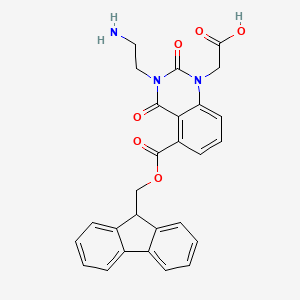 molecular formula C27H23N3O6 B1466002 2-[3-(2-aminoethyl)-5-(9H-fluoren-9-ylmethoxycarbonyl)-2,4-dioxoquinazolin-1-yl]acetic acid CAS No. 204322-92-9