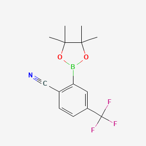 molecular formula C14H15BF3NO2 B1466006 2-(4,4,5,5-Tetramethyl-1,3,2-dioxaborolan-2-yl)-4-(trifluoromethyl)benzonitrile CAS No. 863868-28-4