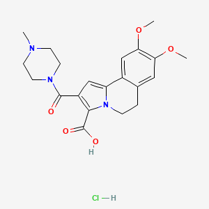 molecular formula C21H26ClN3O5 B14660103 Pyrrolo(2,1-a)isoquinoline-3-carboxylic acid, 5,6-dihydro-8,9-dimethoxy-2-((4-methyl-1-piperazinyl)carbonyl)-, monohydrochloride CAS No. 39731-78-7