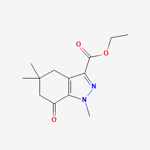 molecular formula C13H18N2O3 B1466017 Ethyl 1,5,5-trimethyl-7-oxo-4,5,6,7-tetrahydro-1H-indazole-3-carboxylate CAS No. 802541-51-1