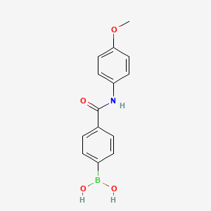 molecular formula C14H14BNO4 B1466026 (4-((4-Methoxyphenyl)carbamoyl)phenyl)boronic acid CAS No. 874459-91-3