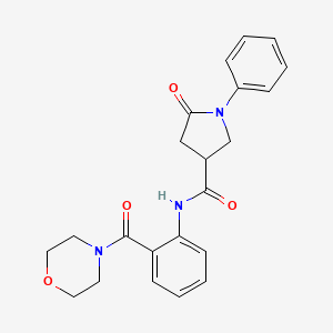 molecular formula C22H23N3O4 B14660434 N-(o-(Morpholinocarbonyl)phenyl)-2-oxo-1-phenyl-4-pyrrolidinecarboxamide CAS No. 39630-05-2