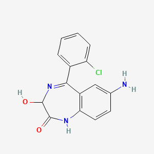 molecular formula C15H12ClN3O2 B14660455 7-Amino-5-(2-chlorophenyl)-1,3-dihydro-3-hydroxy-2H-1,4-benzodiazepin-2-one CAS No. 41993-29-7