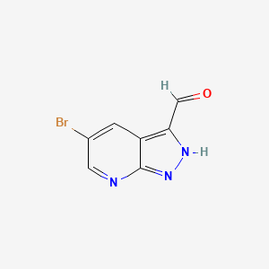molecular formula C7H4BrN3O B1466047 5-Bromo-1H-pyrazolo[3,4-B]pyridine-3-carbaldehyde CAS No. 916326-37-9