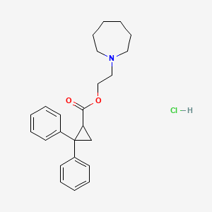 molecular formula C24H30ClNO2 B14660487 Cyclopropanecarboxylic acid, 2,2-diphenyl-, 2-(hexahydro-1H-azepin-1-yl)ethyl ester, hydrochloride CAS No. 37124-10-0