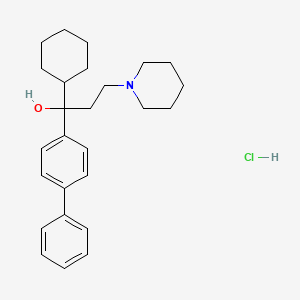 molecular formula C26H36ClNO B14660701 alpha-(4-Biphenyl)-alpha-cyclohexyl-1-piperidinepropanol hydrochloride CAS No. 50910-34-4