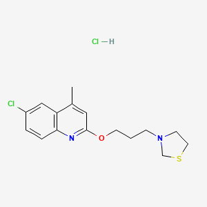 molecular formula C16H20Cl2N2OS B14660705 Thiazolidine, 3-(3-(6-chloro-4-methyl-2-quinolinyloxy)propyl)-, hydrochloride CAS No. 41288-10-2
