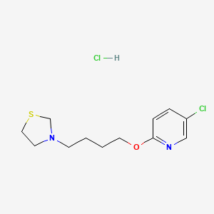 molecular formula C12H18Cl2N2OS B14660797 Thiazolidine, 3-(4-(5-chloro-2-pyridyloxy)butyl)-, hydrochloride CAS No. 41287-78-9
