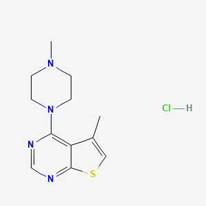 molecular formula C12H17ClN4S B14660887 Thieno(2,3-d)pyrimidine, 5-methyl-4-(4-methyl-1-piperazinyl)-, hydrochloride CAS No. 37724-45-1
