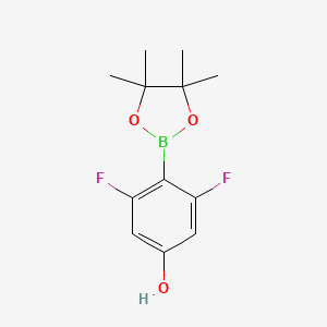 molecular formula C12H15BF2O3 B1466103 3,5-Difluoro-4-(4,4,5,5-tetramethyl-1,3,2-dioxaborolan-2-yl)phenol CAS No. 1029439-87-9