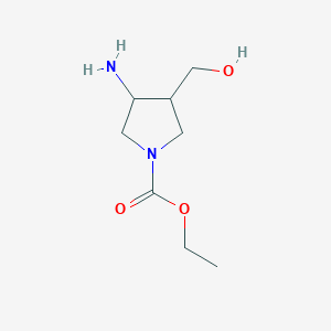 molecular formula C8H16N2O3 B146613 Ethyl 3-amino-4-(hydroxymethyl)pyrrolidine-1-carboxylate CAS No. 128740-40-9
