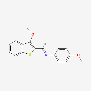 molecular formula C17H15NO2S B14661315 Benzenamine, 4-methoxy-N-[(3-methoxybenzo[b]thien-2-yl)methylene]- CAS No. 37879-09-7