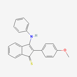 molecular formula C22H17NOS B14661346 1H-Indene-1-thione, 2-(4-methoxyphenyl)-3-(phenylamino)- CAS No. 50880-85-8