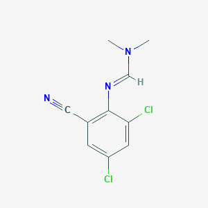 molecular formula C10H9Cl2N3 B14661372 N'-(2,4-Dichloro-6-cyanophenyl)-N,N-dimethylmethanimidamide CAS No. 39255-57-7