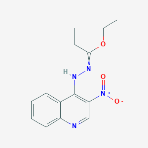 molecular formula C14H16N4O3 B14661427 Ethyl N-(3-nitroquinolin-4-yl)propanehydrazonate CAS No. 51093-98-2
