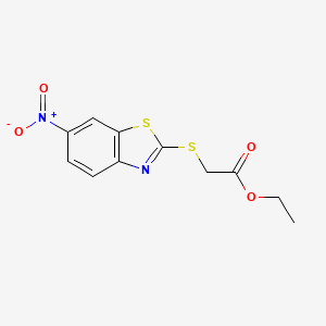 molecular formula C11H10N2O4S2 B14661541 Acetic acid, [(6-nitro-2-benzothiazolyl)thio]-, ethyl ester CAS No. 51618-32-7