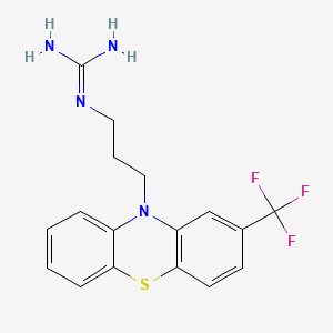 molecular formula C17H17F3N4S B14661772 Guanidine, (3-(2-trifluoromethyl-10-phenothiazinyl)propyl)- CAS No. 47441-00-9