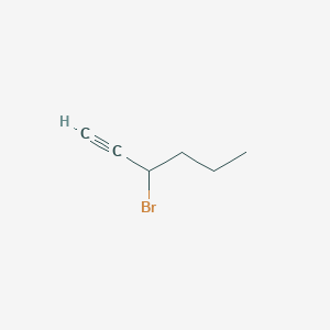 molecular formula C6H9Br B14661980 3-Bromohex-1-yne CAS No. 49769-87-1