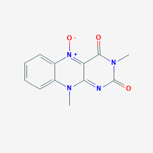 molecular formula C12H10N4O3 B14662253 Benzo[g]pteridine-2,4(3H,10H)-dione, 3,10-dimethyl-, 5-oxide CAS No. 37047-12-4