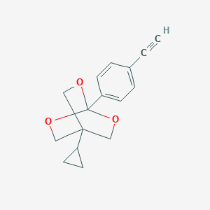 molecular formula C16H16O3 B146623 2,6,7-Trioxabicyclo(2.2.2)octane, 4-cyclopropyl-1-(4-ethynylphenyl)- CAS No. 131505-50-5