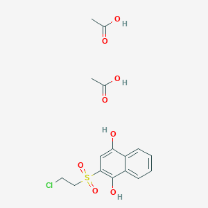 molecular formula C16H19ClO8S B14662585 Acetic acid;2-(2-chloroethylsulfonyl)naphthalene-1,4-diol CAS No. 36929-79-0