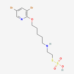 molecular formula C12H18Br2N2O4S2 B14662707 S-2-((5-(3,5-Dibromo-2-pyridyloxy)pentyl)amino)ethyl hydrogen thiosulfate CAS No. 41287-01-8